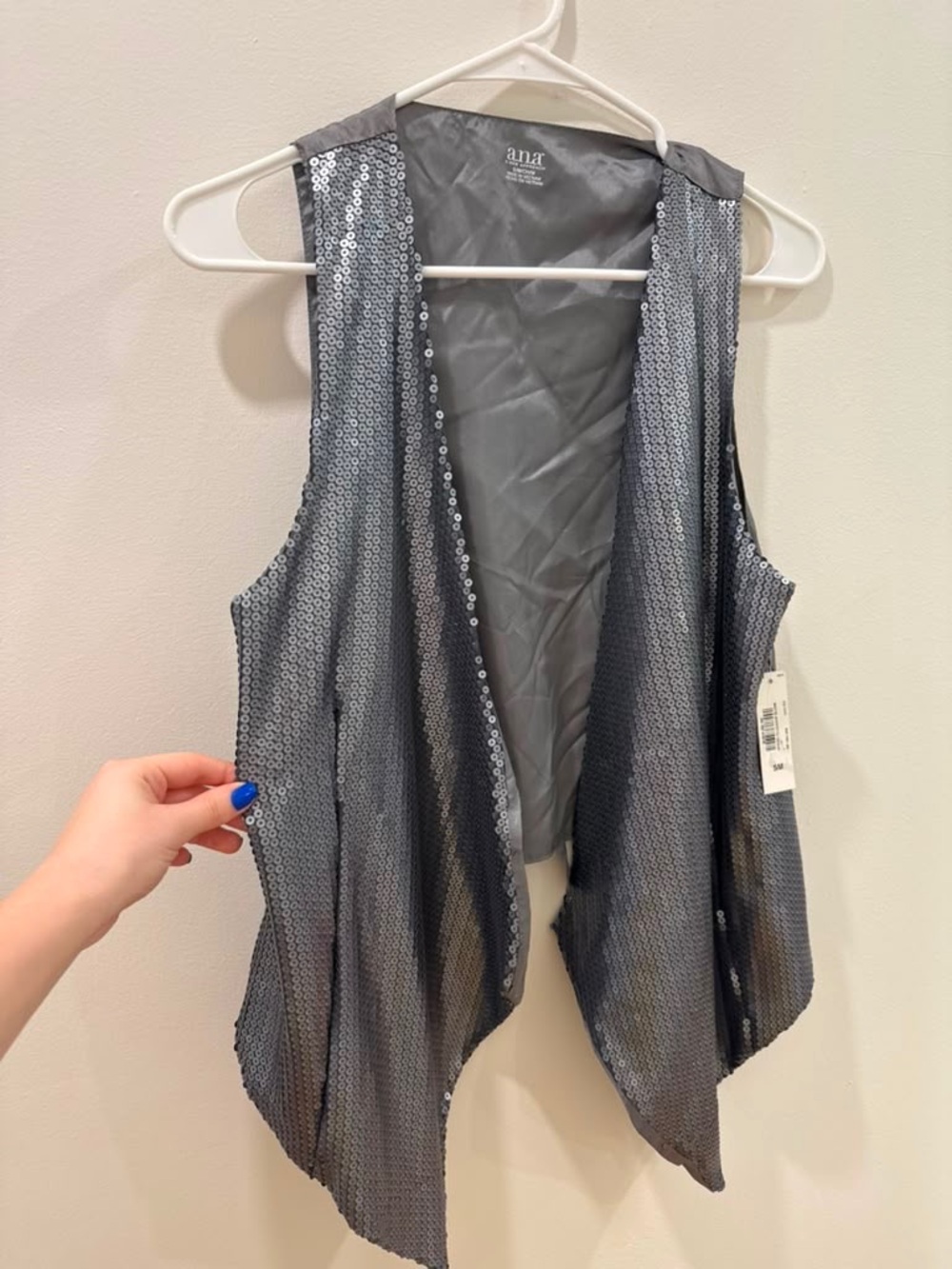 jcpenney Silver Sequined Open-Front Vest